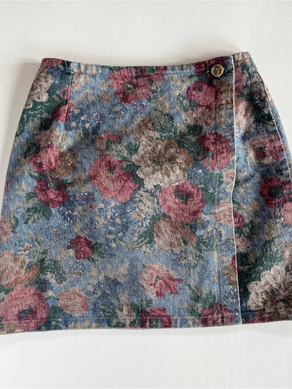 Vintage Floral Mini Skirt - Blue Multi